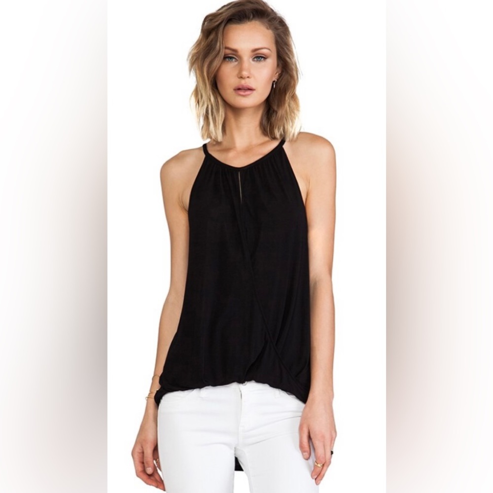 Michael Stars black Sleeveless Keyhole High Low Halter- one size